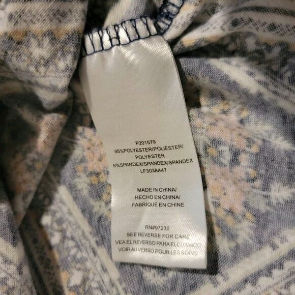 Womens Size 1x Top Boho Ruffled Peasant Shirt Mandala Diamond Geometric Frilly - Picture 4 of 6